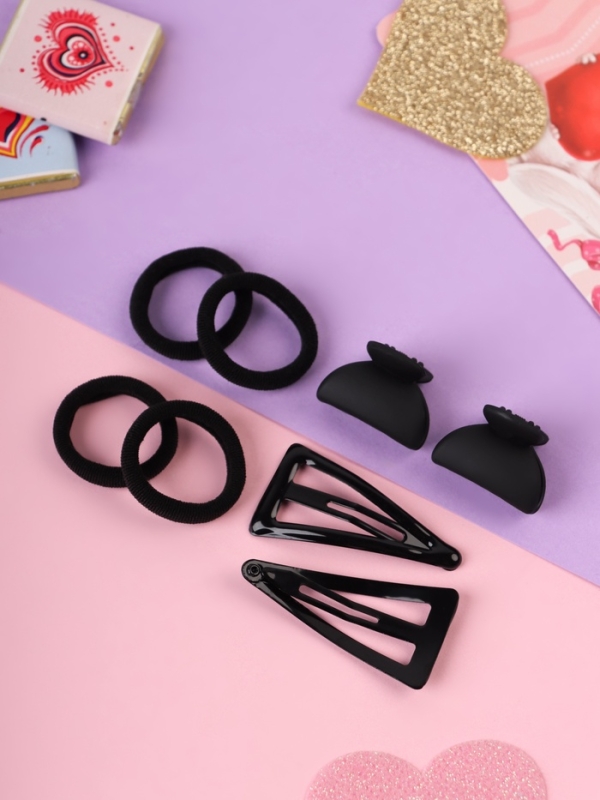 Набор для волос Набор для волос "Эстер" (10 резинок, 2 см, 4 краба 2 см, 2 невидимки 4,5 см) классик, чёрный 10691