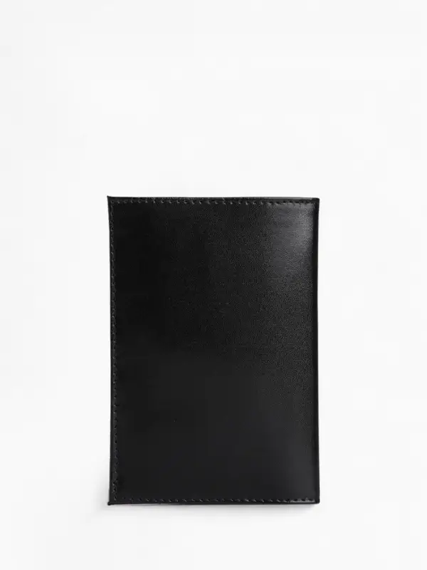 Обложка для паспорта, натуральная кожа, гладкая, чёрная