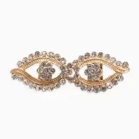 Зажим для кардигана "Ажур", глазки, цвет белый в золоте Зажим для кардигана "Ажур", глазки, цвет белый в золоте