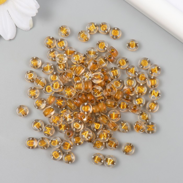 Бусины для творчества пластик Бусины для творчества пластик "Английские буквы" золото набор 20 гр 0,4х0,7х0,7 см