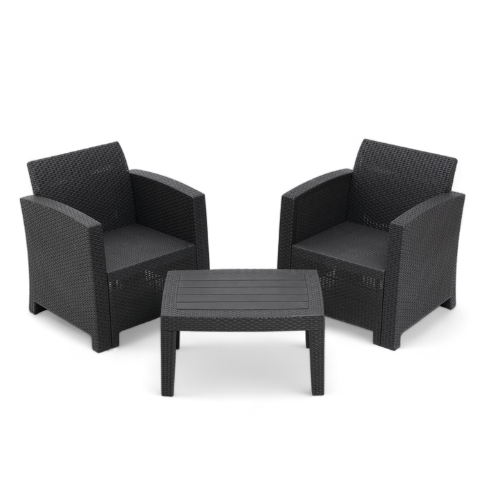 Набор садовой мебели Бора, Дуо, два кресла + стол, антрацит Набор садовой мебели Бора, Дуо, два кресла + стол, антрацит