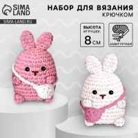 Набор для вязания крючком. Амигуруми: мягкая игрушка своими руками «Зайки-подружки», 8 см