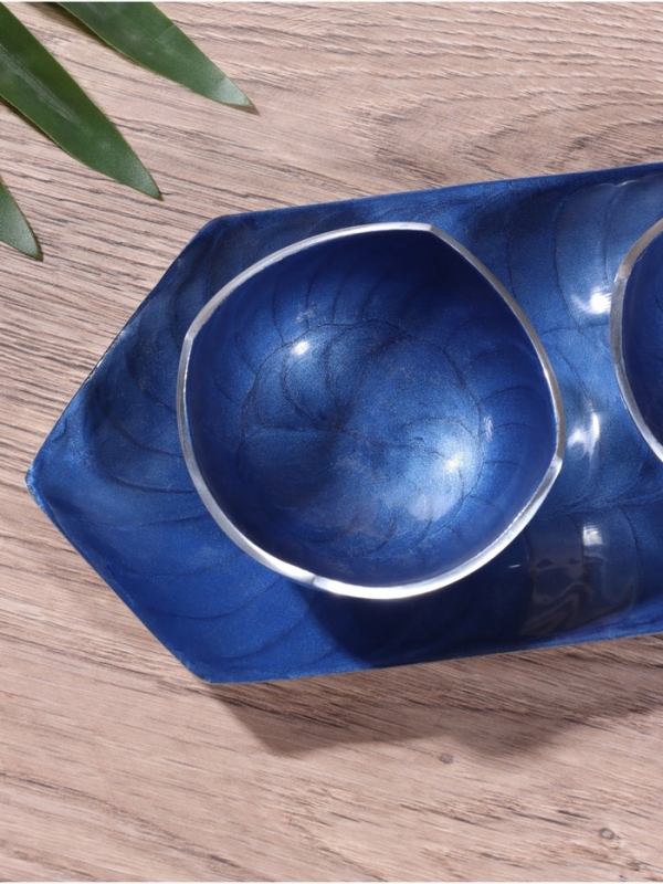 Менажница  Менажница "Аква" (набор 3 шт) 9х9х5 см, на подносе, алюминий