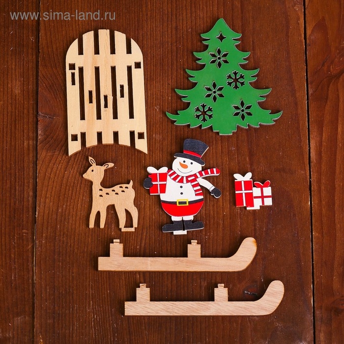 Декор &laquo;Снеговик с оленем на санях&raquo;