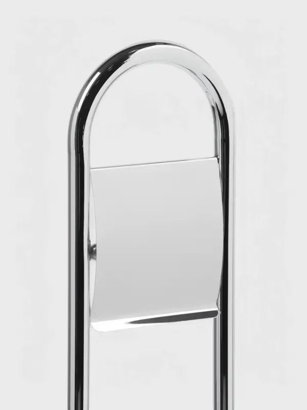 Ёршик для унитаза с подставкой напольный, 22&times;22&times;82 см, с держателем для туалетной бумаги, хром