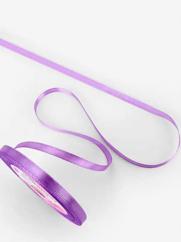 Лента атласная, 6 мм, 23±1 м, фиолетовая Лента атласная, 6 мм, 23±1 м, фиолетовая