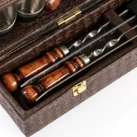 Набор с шампурами подарочный &laquo;Элит-XS&raquo; №13, в коробке из эко-кожи