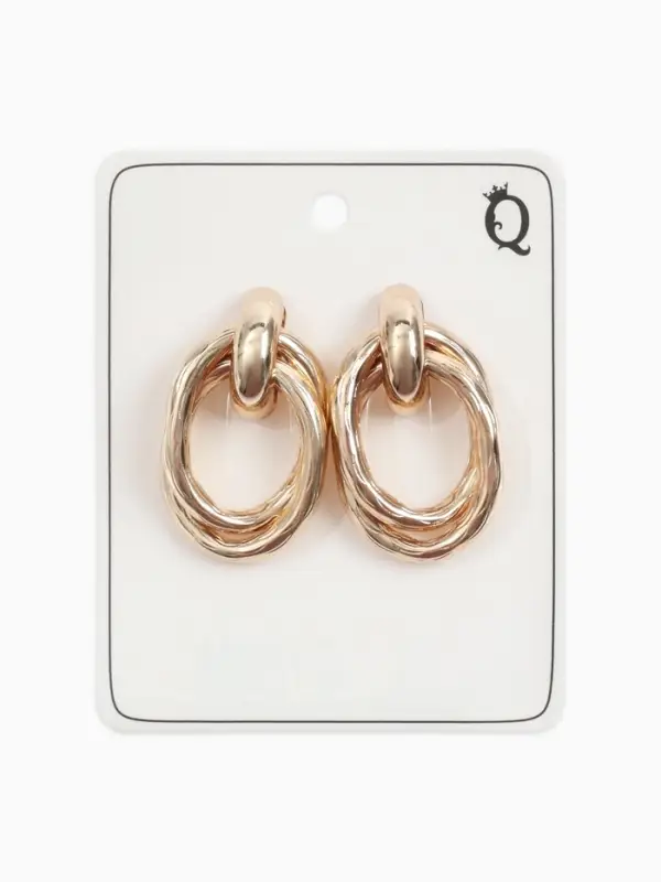 Серьги металл &laquo;Геометрия&raquo;, овалы переплетённые, цвет золото