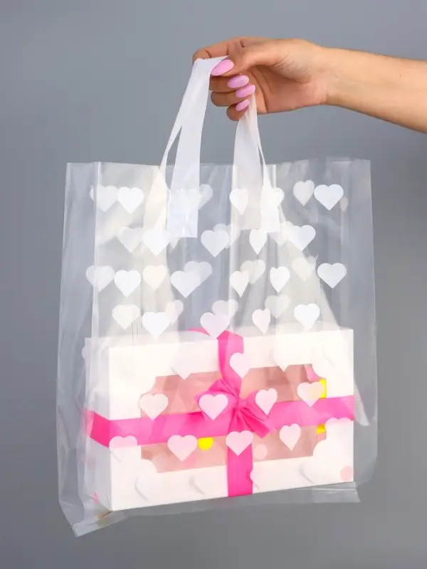 Пакет полиэтиленовый с боковой складкой и петлевой ручкой, «Сердечки», 30×37+10 см ± 5% 60 мкм Пакет полиэтиленовый с боковой складкой и петлевой ручкой, «Сердечки», 30×37+10 см ± 5% 60 мкм