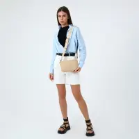 Сумка женская багет на молнии, 25&times;5&times;15 см, бежевая