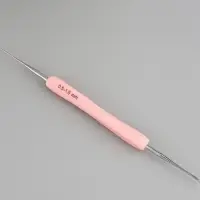 Крючок для вязания, двусторонний, с силиконовой ручкой, d=0.5/1 мм, 13.5 см, розовый