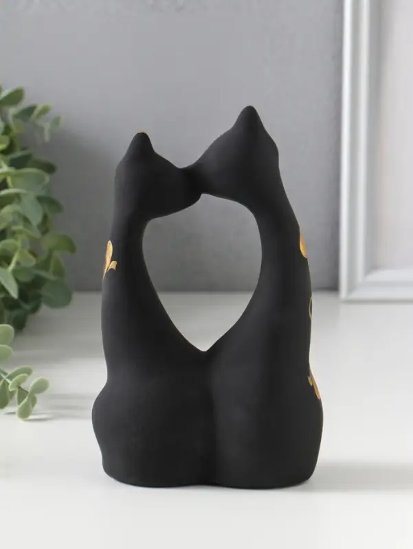 Фигурка керамика &laquo;Коты влюбленные&raquo;, чёрные, 5&times;10&times;17 см