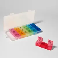 Таблетница - органайзер &laquo;Неделька&raquo;, съёмные ячейки, утро/день/вечер, 19.2&times;8.5&times;2.1 см, 7 контейнеров по 3 секции, разноцветная