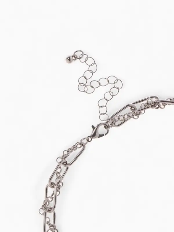 Колье "Многослойность" сердце с жемчугом, цвет белый в серебре