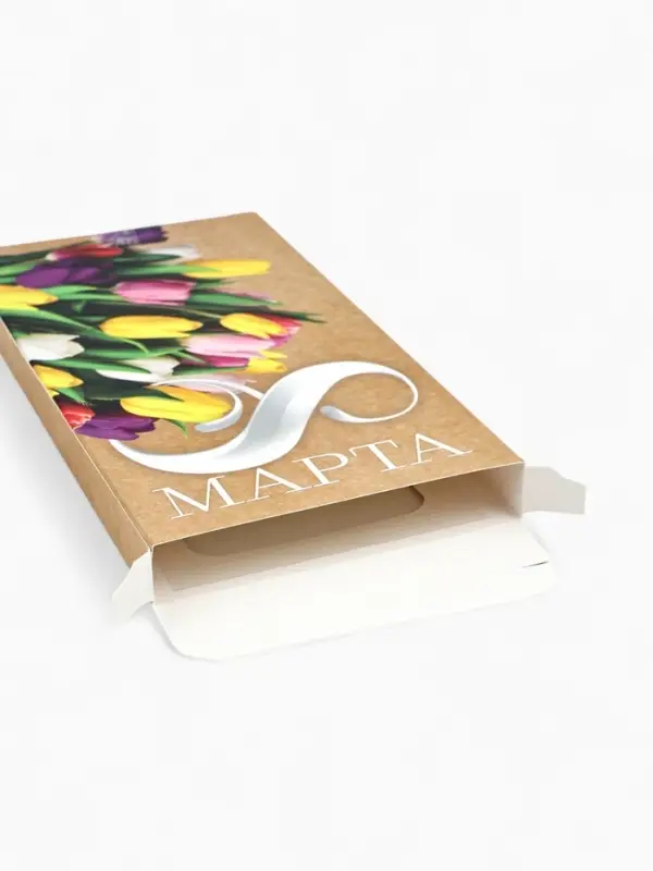 Коробка для шоколада, кондитерская упаковка, &laquo;8 Марта&raquo;, с окном, 17.3&times;8.8&times;1.5 см