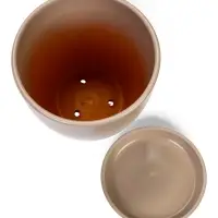 Горшок цветочный с поддоном 5 л, d122/h19,5 см капучино керамика, "Туман" (М)