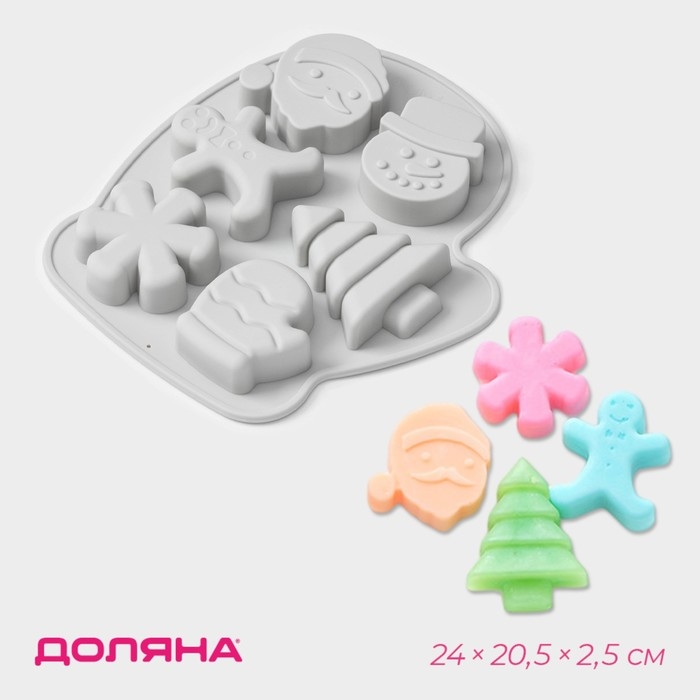 Форма для выпечки новогодняя Доляна «Новогодняя варежка», силикон, 6 ячеек, 24×20,5×2,5 см, цвет серый Форма для выпечки новогодняя Доляна «Новогодняя варежка», силикон, 6 ячеек, 24×20,5×2,5 см, цвет серый