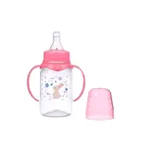 Бутылочка для кормления малыша M&B &laquo;Доченька&raquo;, классическое горло, с ручками, от 0 мес., 150 мл., розовый