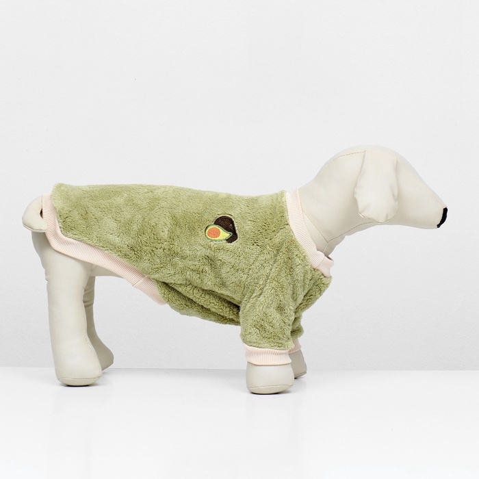 Свитер "Авокадо", велюр, размер   L (ДС 35, ОШ 30, ОГ 45 см), зеленый