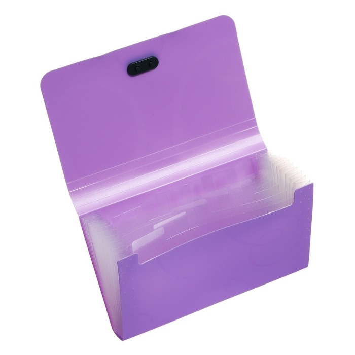 Папка на резинке А6, 12 отделений, узоры, фиолетовая пастель Папка на резинке А6, 12 отделений, узоры, фиолетовая пастель