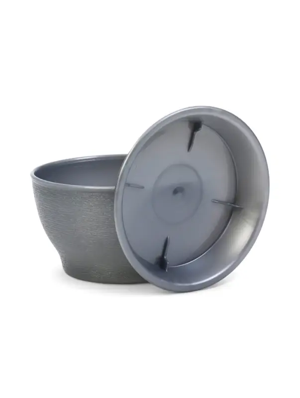 Горшок для цветов с поддоном 0,5 л d12,5см h0,7 см "Фиалочка" серый перламутр