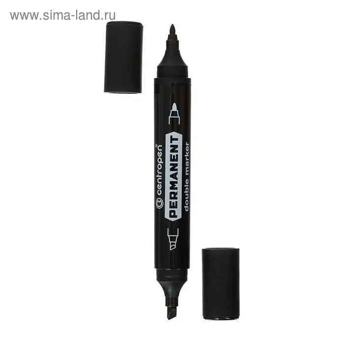 Маркер перманентный двусторонний Centropen 1666/12 черный, пулевидный/скошенный, 2.5/ 4.0 мм Маркер перманентный двусторонний Centropen 1666/12 черный, пулевидный/скошенный, 2.5/ 4.0 мм