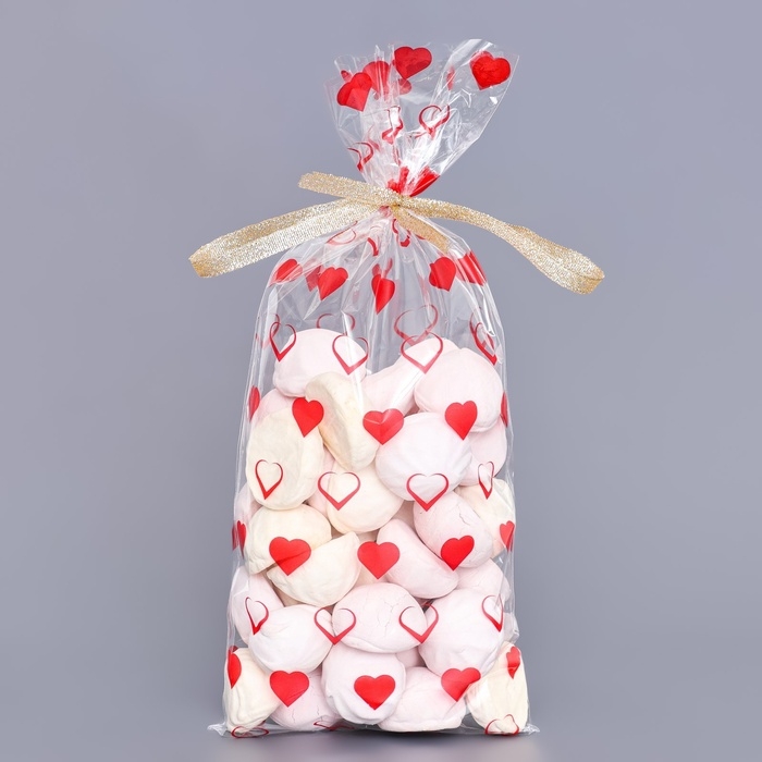 Пакет фасовочный БОПП, Пакет фасовочный БОПП, "Сердца" 15*30 см набор 50 шт