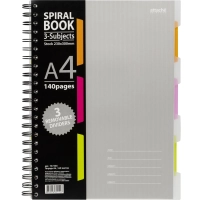 Бизнес-тетрадь 140л,кл,А4,SPIRAL BOOK Серый,евроспир,обл.пласт,раздел.84103