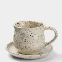 Чашка с блюдцем &laquo;Камень 1&raquo;, 13&times;13&times;9 см, керамика, бежевая в крошку