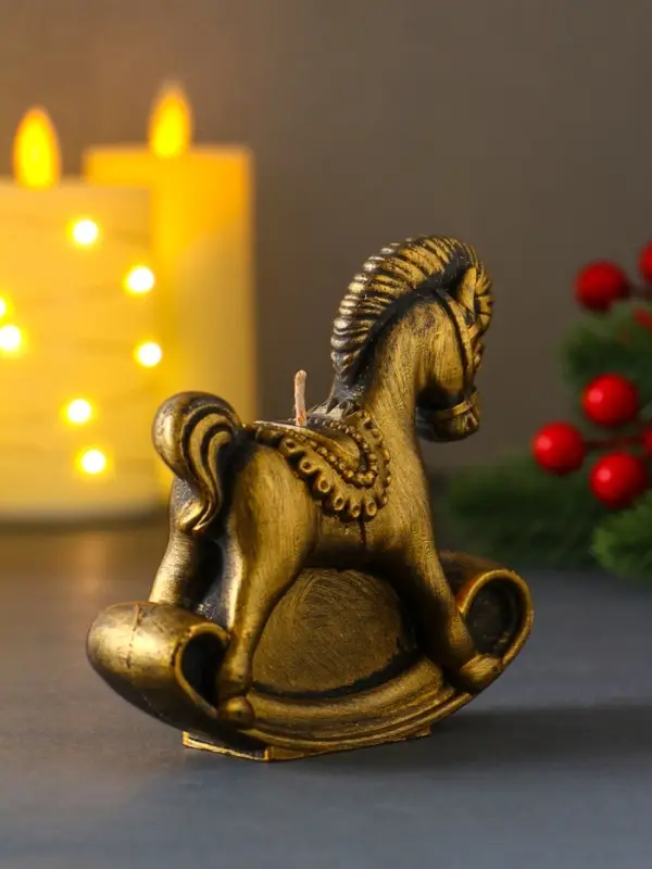 Декоративная свеча "Лошадка-качалка" (бронза), 96*35*100