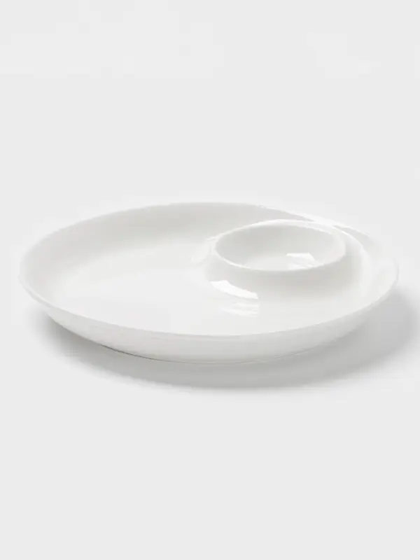 Блюдо с соусником Доляна White Label, d=25 см, фарфор, белое