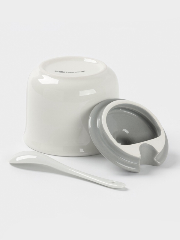 Сахарница с ложкой Доляна "Гуси" цвет белый  10х9 см 300 мл