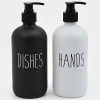 Набор дозаторов для мыла и моющего средства, 500 мл, стекло, чёрный, белый
