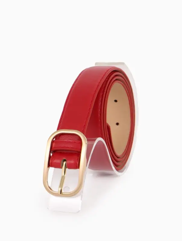 Ремень женский, 110&times;3 см, классическая пряжка металл, красный