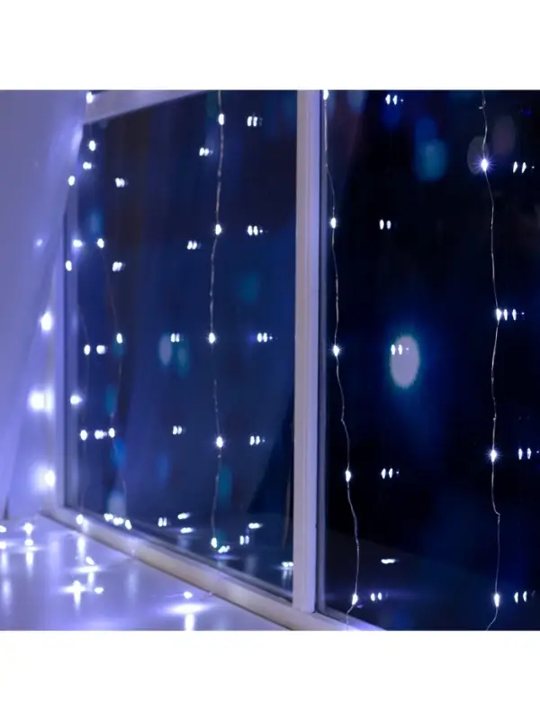 Гирлянда &laquo;Занавес&raquo; 1.6&times;1.6 м, роса, IP20, серебристая нить, 160 LED, свечение белое, 8 режимов, 220 В