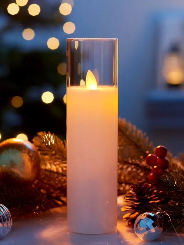 Светодиодная свеча "Белая" 20х5.5 см, AAx2 (не в компл.), Т/БЕЛЫЙ