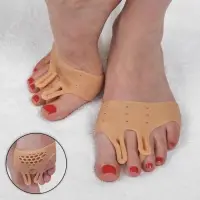 Корректоры - разделители для пальцев ног, на манжете, дышащие, 2 разделителя, силиконовые, 8&times;7 см, пара, бежевые