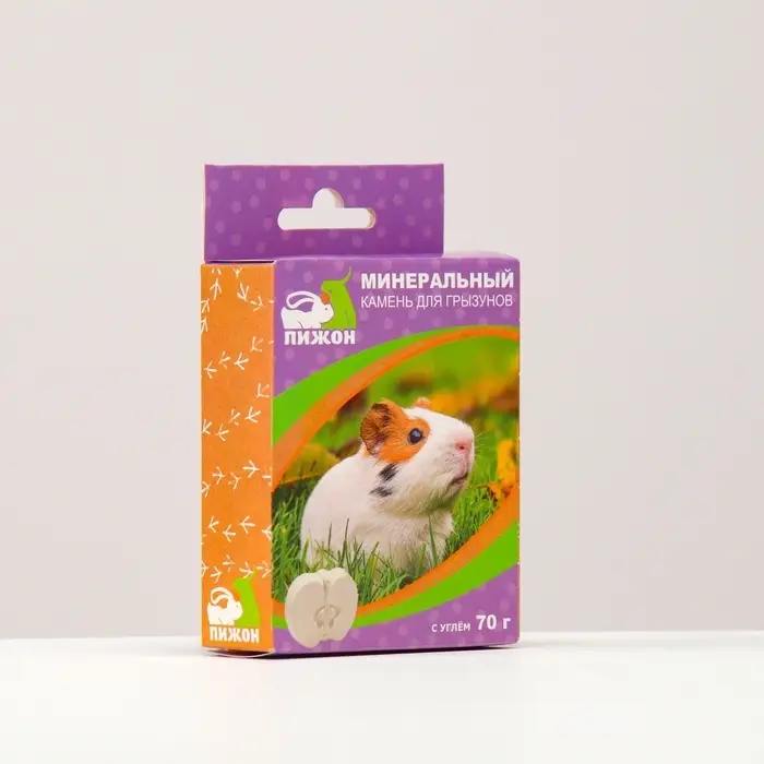 Минеральный камень Минеральный камень "Пижон" для грызунов яблоко с углем, 70 г