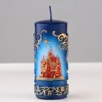 Свеча - цилиндр &laquo;С Храмом, резной&raquo;, 4.3&times;4.3&times;9.5 см