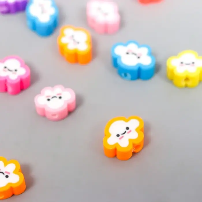 Бусины для творчества PVC  Бусины для творчества PVC "Облачко-смайл" цветные набор 20 шт 1х1х1 см