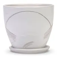 Горшок цветочный с поддоном 1,4 л, d15/h13 см белый керамика, "Голландия" (М)