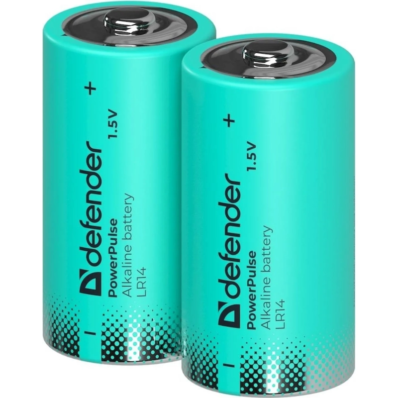 Батарейка DEFENDER алкалиновая LR14-2BL С, блистер, 2шт/уп PowerPulse
