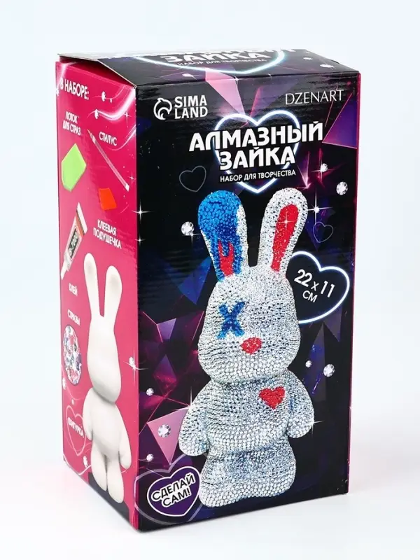 Алмазная мозаика на фигурке "Милый Зайка"