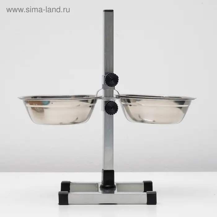 Подставка с мисками, 2&times;700 мл, высота 40 см, разборная с верхним фиксатором, хром
