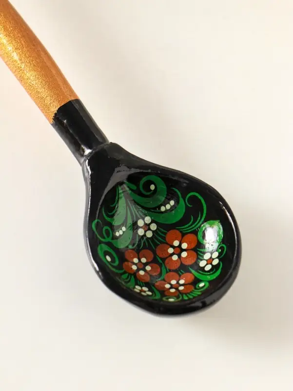 Ложка деревянная &laquo;Чернушка&raquo;, 14&times;3.5 см, хохлома, ручная роспись, МИКС
