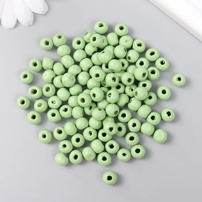 Бусины для творчества дерево "Зелёная река" d-0,8 см, набор 20 гр