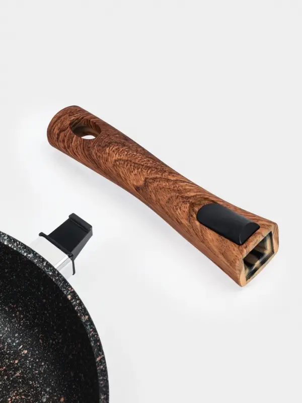 Сковорода KUKMARA Granit ultra original, d=26 см, съёмная ручка, антипригарное покрытие, литой алюминий, чёрная