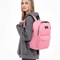 Рюкзак молодёжный на молнии, с карманом, однотонный, размер 29&times;12&times;39 см, нежно-розовый