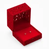 Футляр под кольцо, серьги &laquo;Кружево&raquo;, бархатный, 6&times;6 см, красный