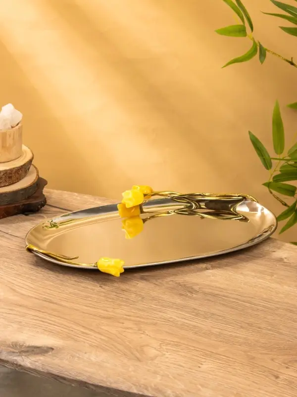 Поднос Поднос "Тюльпаны" 41х28х5 см, нержавеющая сталь